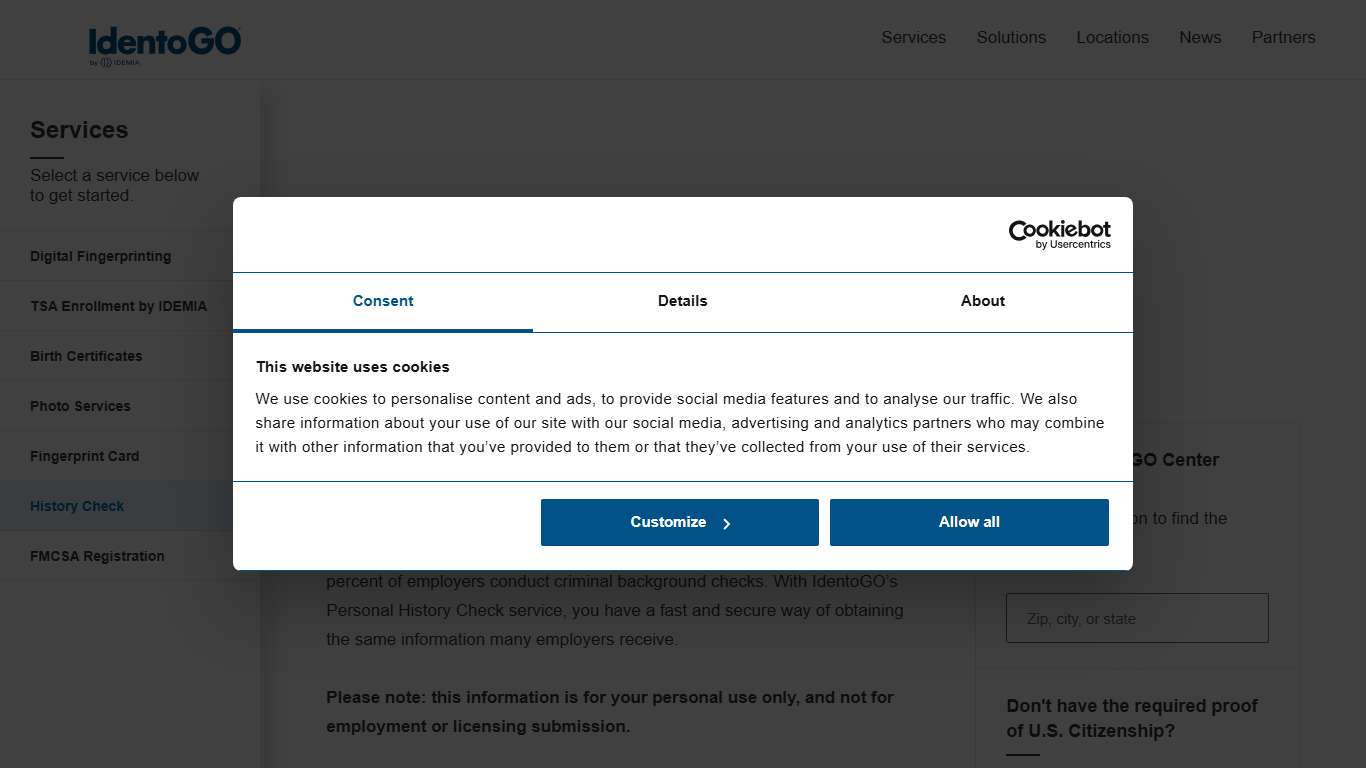 History Check | Identogo