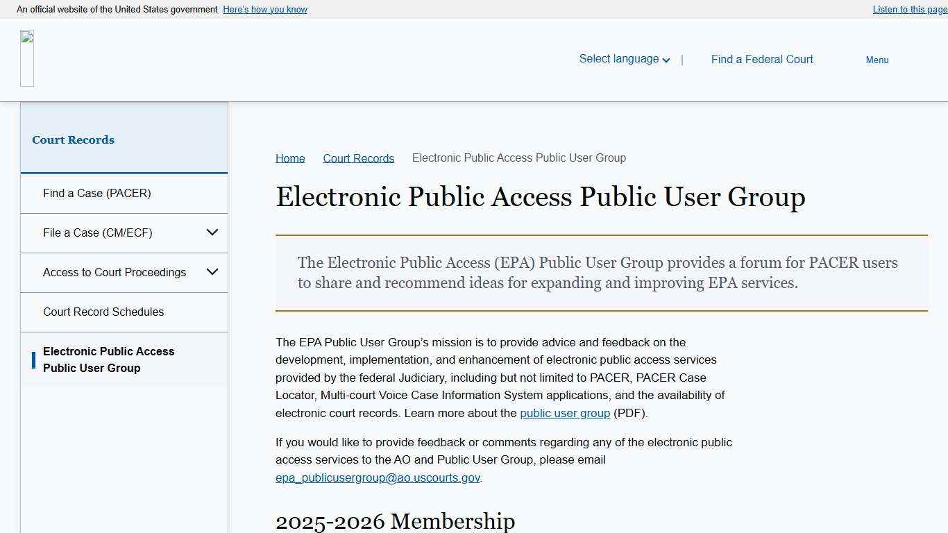 Electronic Public Access Public User Group